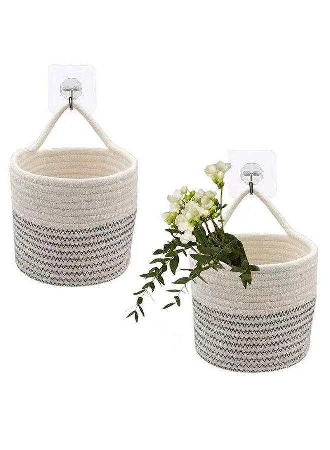 Neonix Nordic-style cotton rope woven storage basket Hanging utility storage basket - Image 2